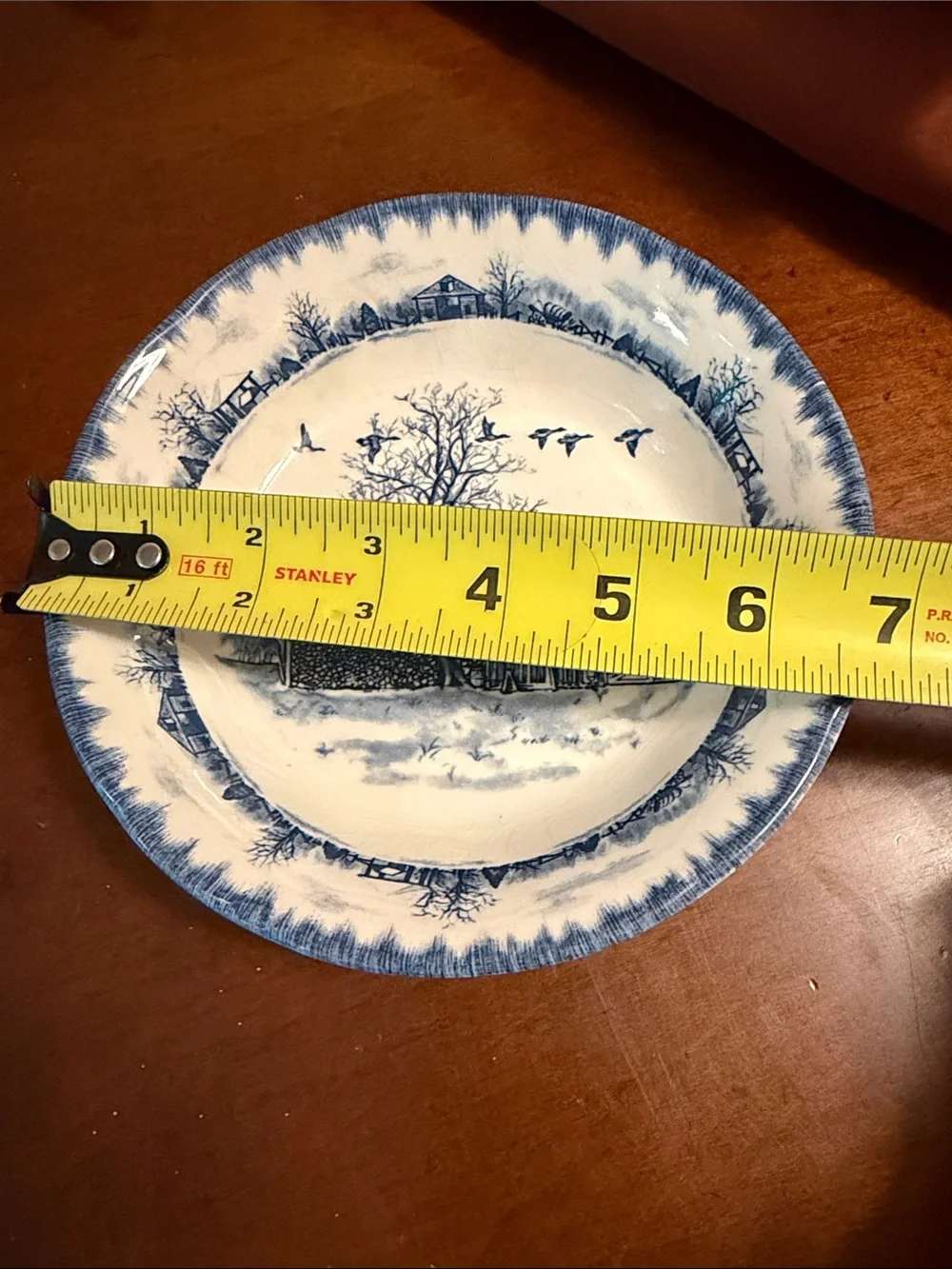 International Tableworks Blue Scenic Transferware Bowls Farmhouse Motif 3 qty